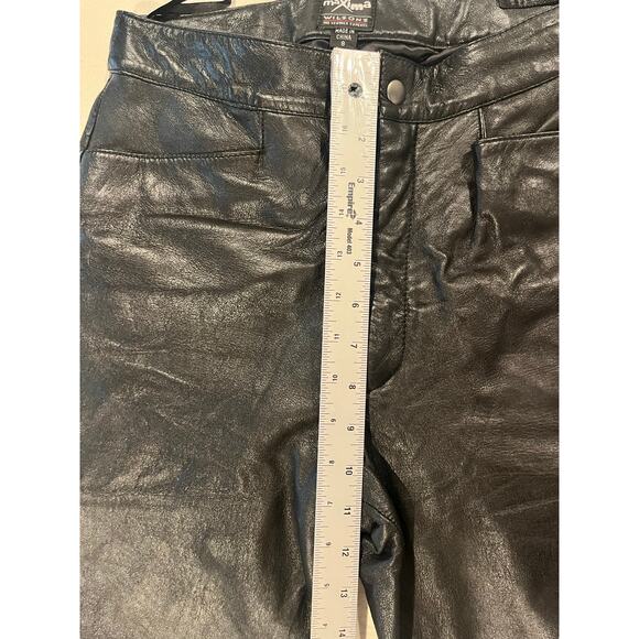 Y2K Wilsons Maxima Leather Pant Genuine Buttery Soft Sz 8 FIT Sz 4 6 Black Flare - Picture 5 of 6